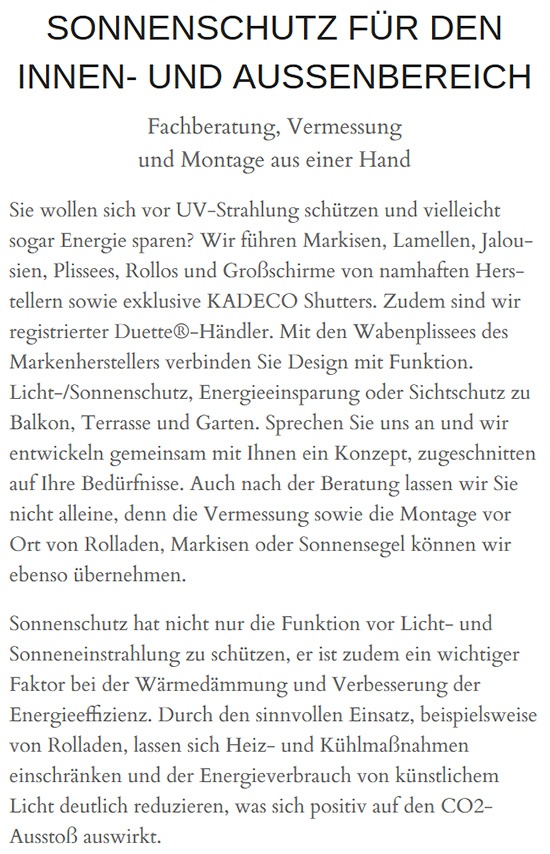 Sonnenschutz aus  Eresing